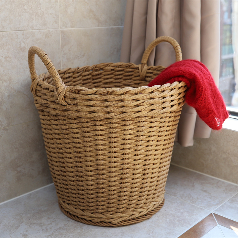 Vines emulation vines Woven Clothing Laundry Basket Plastic Dirty Laundry Basket Woven Containing Basket Waterproofing Hotel Towel Basket