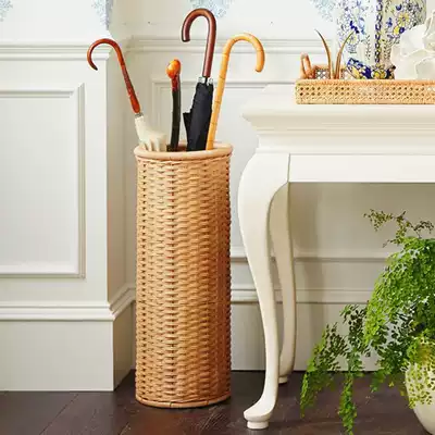 Rattan yoga mat storage household American woven umbrella barrel Export quality natural umbrella frame Flower barrel painting barrel