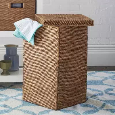 Rattan Pinju American rattan clothes basket dirty clothes storage basket dirty clothes basket living room quality atmospheric rattan storage basket