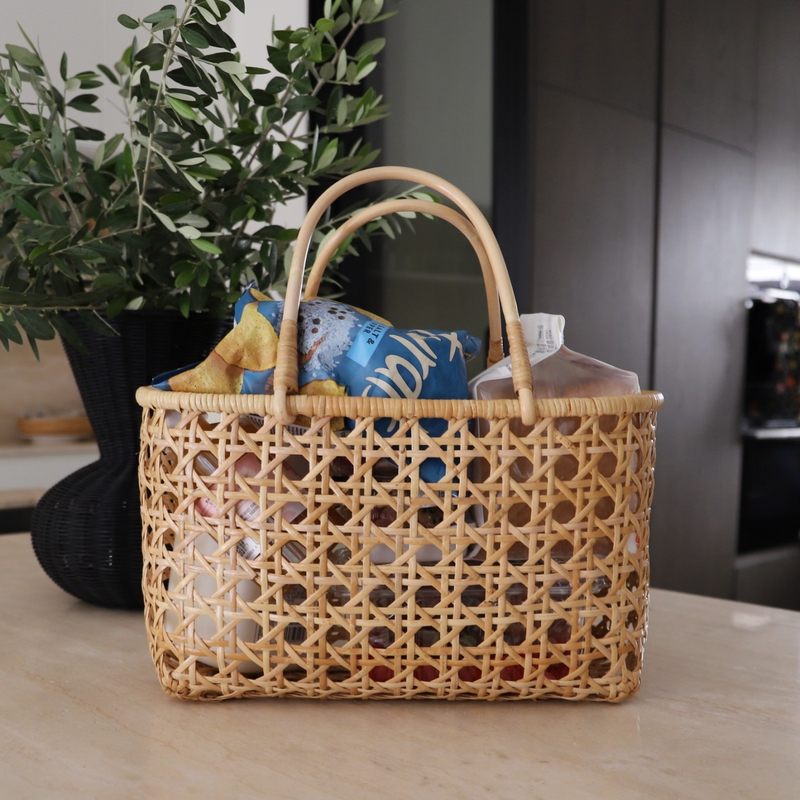 Rattan Basket, Vegetable Basket, Rattan Woven Basket, Shopping Basket, Picnic Basket, Tea Set, Portable for Outings, Simple American Style Rattan Basket, Vegetable Basket, Rattan Woven Basket, Shopping Basket, Picnic Basket, Tea Set, Portable for Outings, Simple American Style