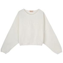 (Chinese Valentines Day gift) MARNI 2024 early autumn new womens solid color LOGO round neck long-sleeved sweatshirt