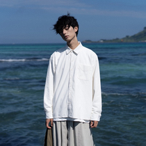  Cola life original autumn Japanese retro pure white plaid loose casual all-match literary shirt mens long-sleeved