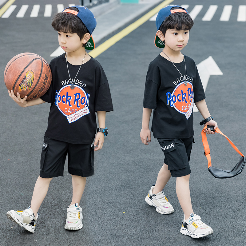 Chàng trai mùa hè ngắn tay bộ 2020 trẻ em mùa hè của không khí hai mảnh bộ trẻ em đẹp trai Hàn Quốc phiên bản của bộ đồ ướt thường.