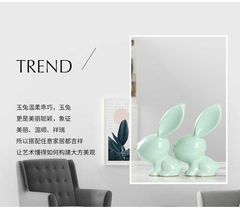 Modern household adornment ark, creative craft gift porcelain rabbit sitting room office desktop small ornament furnishing articles