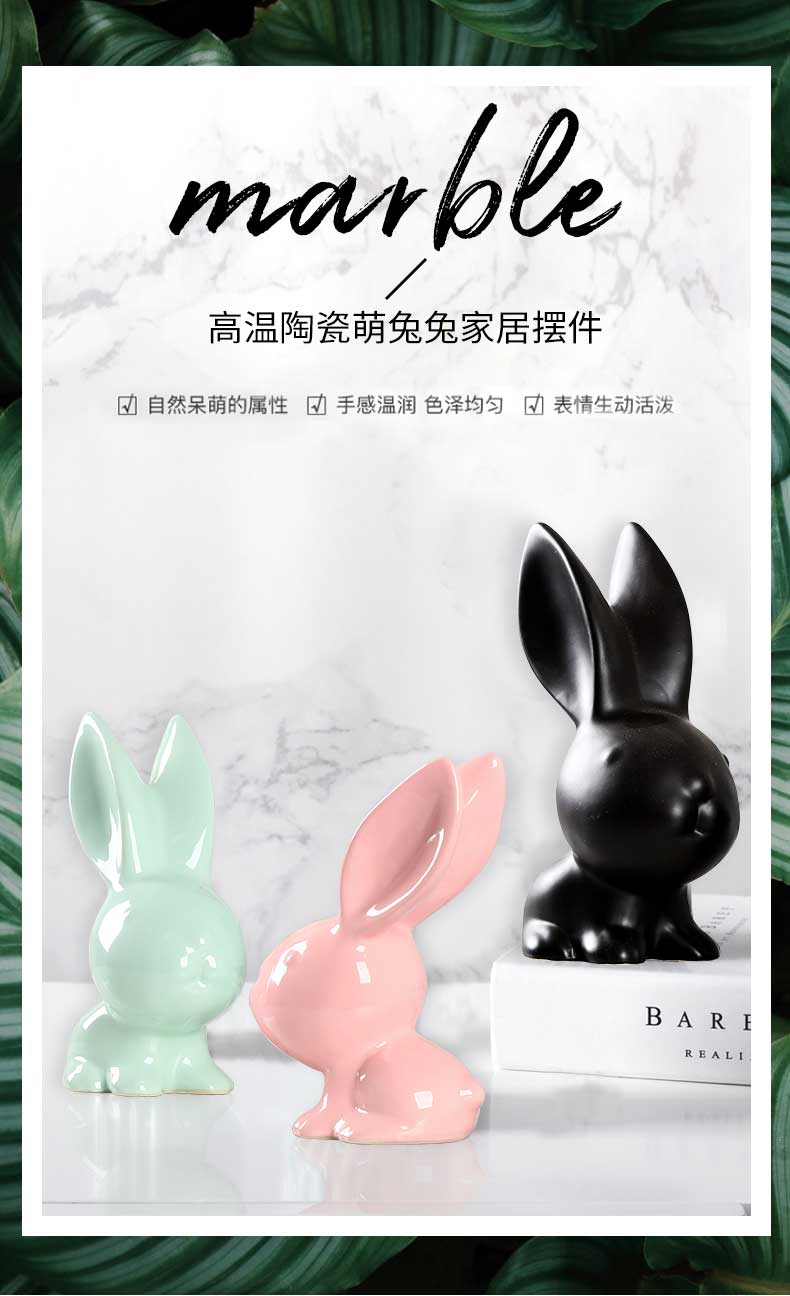 Modern household adornment ark, creative craft gift porcelain rabbit sitting room office desktop small ornament furnishing articles