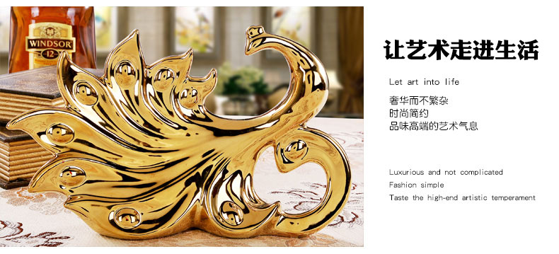 Household act the role ofing is tasted ceramic crafts home living room TV cabinet furnishing articles creative ornaments of gold and silver phoenix