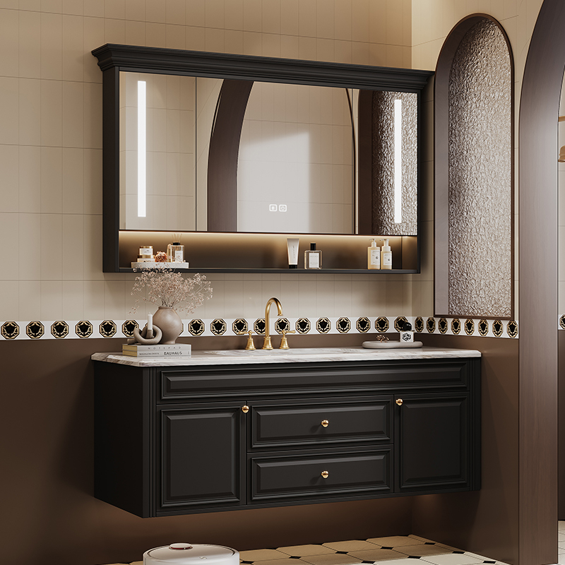 Oak French Retro Bathroom Cabinet Combination Bathroom Sink Washbasin Cabinet Smart Mirror Cabinet American Bathroom Cabinet Oak French Retro Bathroom Cabinet Combination Bathroom Sink Washbasin Cabinet Smart Mirror Cabinet American Bathroom Cabinet