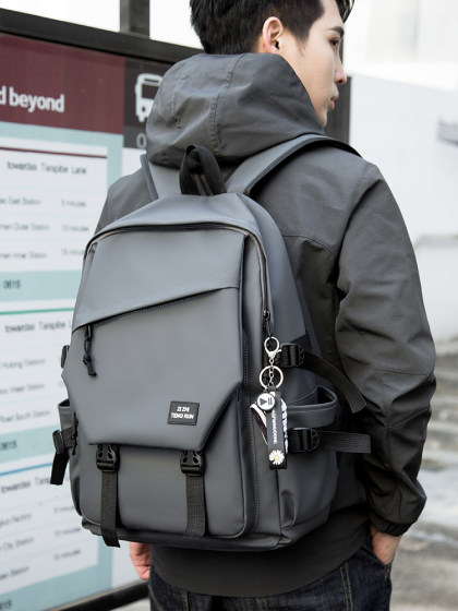 简约双肩包男士百搭电脑旅行背包女初中生高中大学生大容量书包男