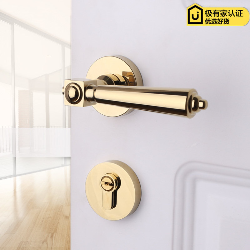 Yibili gold door lock Light luxury American simple household door lock European Black Bronze mute magnetic two-piece lock