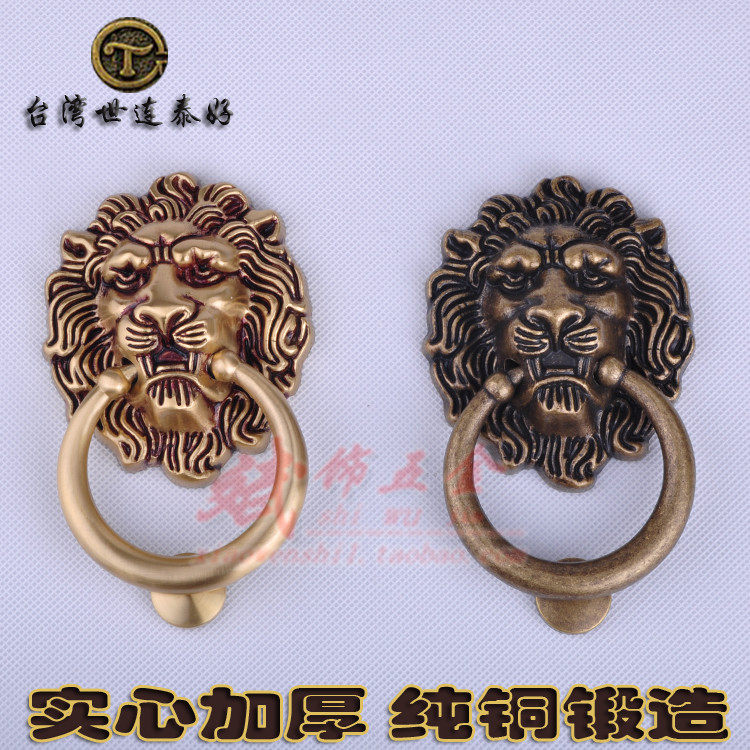 Total Bronze Beast head Lion Head Door Ring Bronze Lion Pull Ring Imitation Ancient Lion Head Knocks Door Instrumental Pure Bronze Lion Head Door Pull Ring