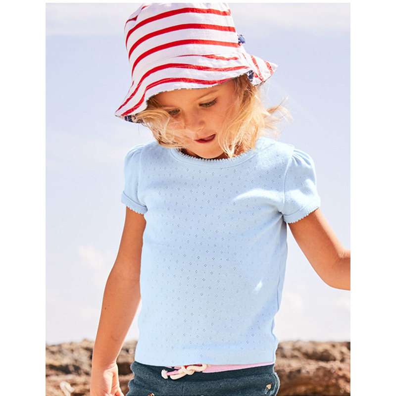 MiniBodent-shirt Girl Cotton Soft Simple Base Round Collar Short Sleeve British Imported Child Mount Summer-Taobao