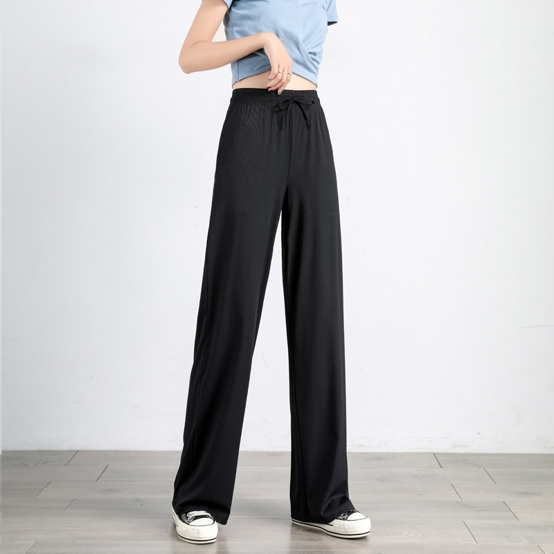 Ice wire broadleg pants in summer thin high waist loose casual sports anti - mosquito pants children in 2023