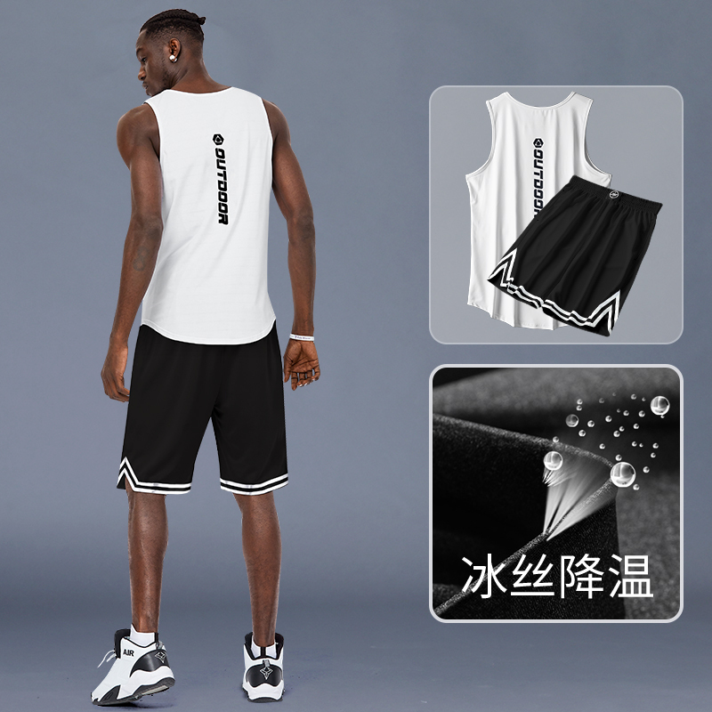 Basketball Uniform Set Men's Ice Silk Vest Jersey American Style Quick-Drying Sports Training Summer Team Uniform Shorts Equipment