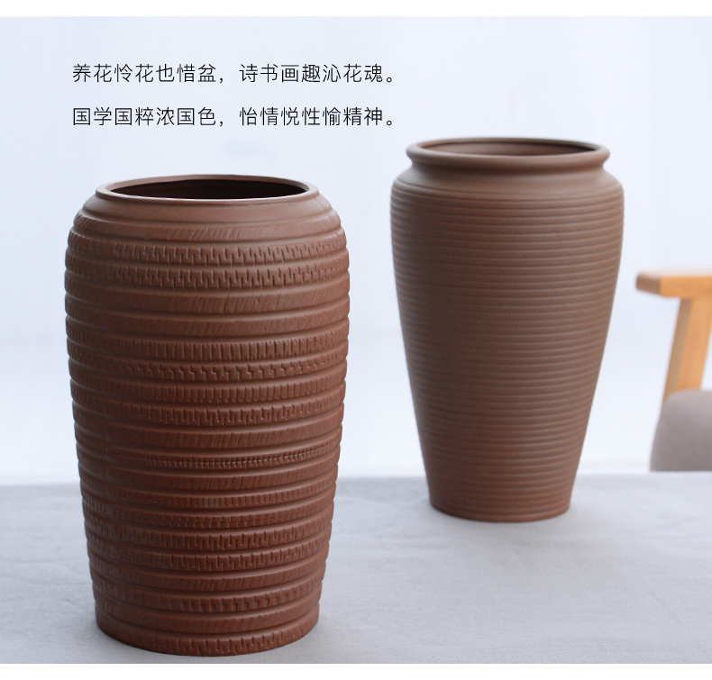 Coarse pottery ceramic vase planting restoring ancient ways is dried flowers sitting room zen flower arrangement home decoration wood, ceramic flower implement furnishing articles