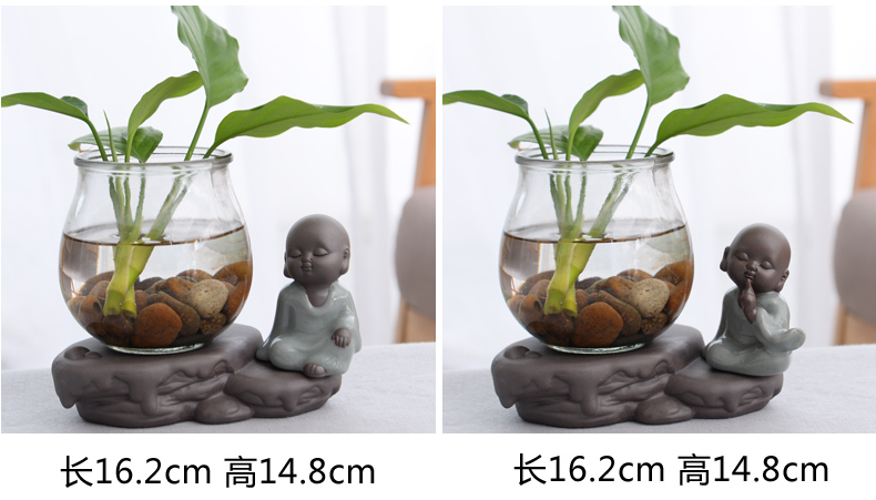 Hydroponic grass cooper ceramic flower pot zen non - porous glass Hydroponic other white palm lucky bamboo flowers and fleshy flower pot