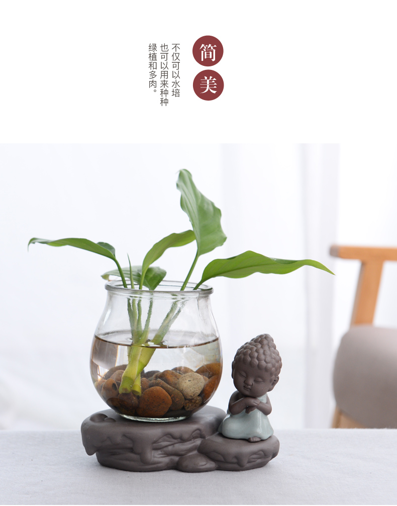 Hydroponic grass cooper ceramic flower pot zen non - porous glass Hydroponic other white palm lucky bamboo flowers and fleshy flower pot