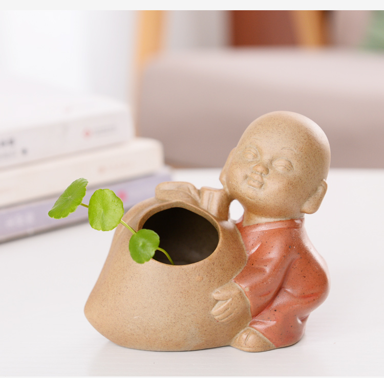Hydroponic grass cooper contracted small zen monk vase more than other meat water raise no hole, flowerpot ceramic dry flower vase