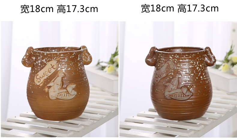 Coarse pottery breathable purple fleshy ceramic flower pot move contracted mage vase floral outraged old running dry flower, flower implement high