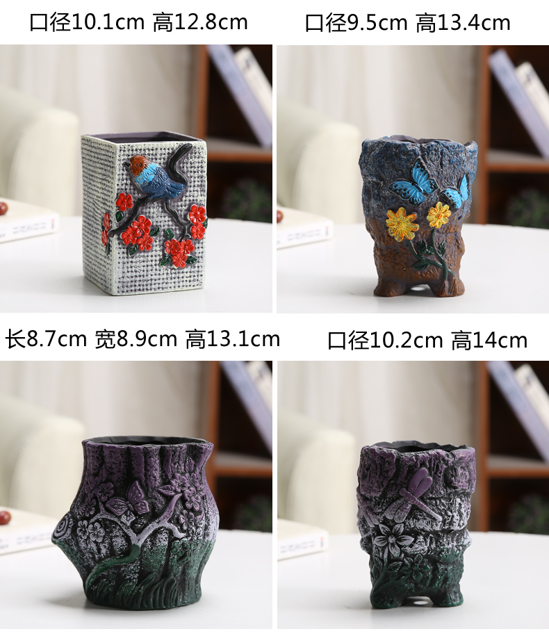 Green, the plants potted meat mage, Green plant ceramic flower pot European contracted more move potted flowers, old running the ceramic flower pot