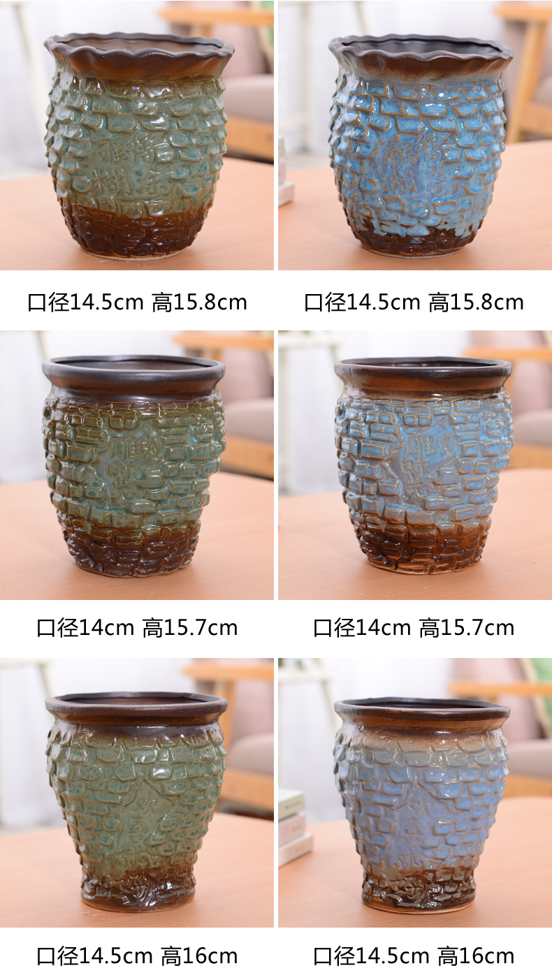 Cọc cũ chậu hoa mọng nước châu Âu gốm hoa chậu cây xanh hoa cũ cọc cũ chậu hoa khô bình hoa - Vase / Bồn hoa & Kệ bình cắm hoa ly