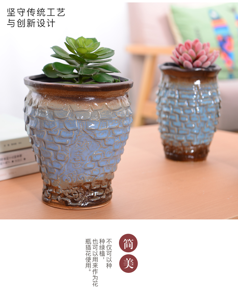 Old running the meaty plant POTS European - style move ceramic flower pot green plant flower implement the Old mage basin dried flower vase