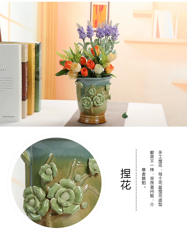Black Master cây mọng nước cọc cũ kích thước cao chậu hoa lớn gốm châu Âu đường kính lớn bình trong nhà để bàn trang trí - Vase / Bồn hoa & Kệ