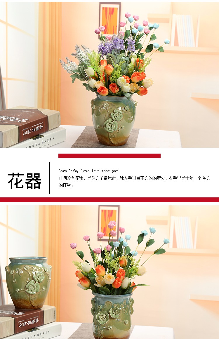 Black Master cây mọng nước cọc cũ kích thước cao chậu hoa lớn gốm châu Âu đường kính lớn bình trong nhà để bàn trang trí - Vase / Bồn hoa & Kệ chậu chữ nhật trồng cây