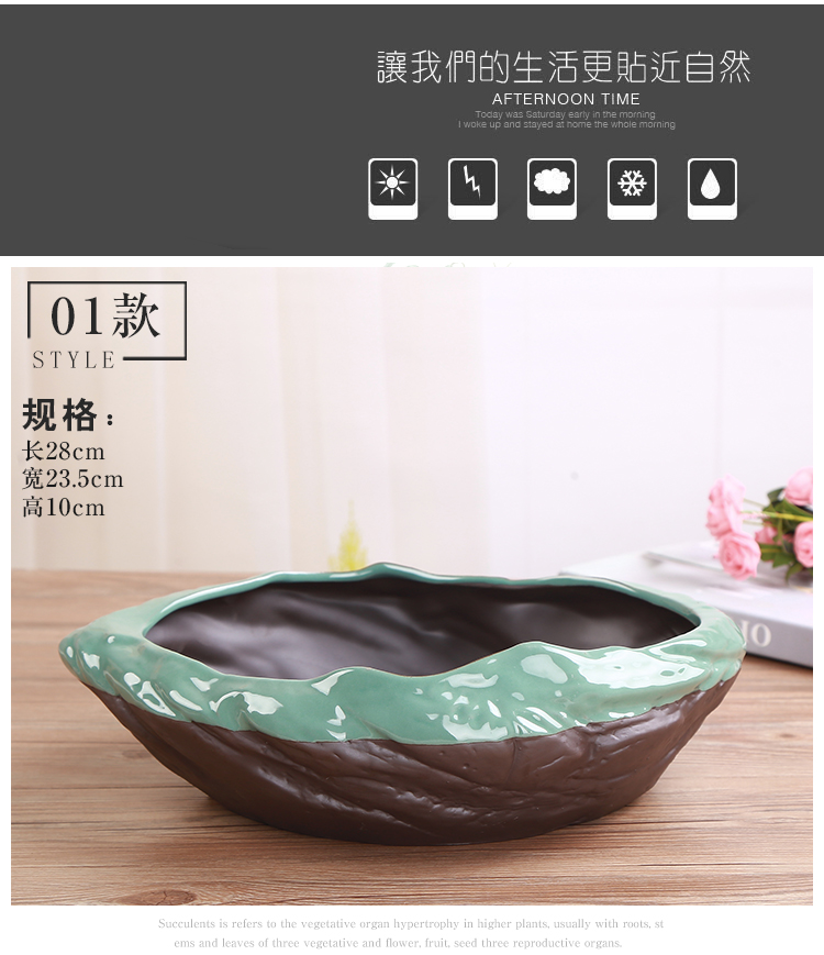 Water raise copper grass flower POTS much meat platter hydroponic bowl lotus was lucky bamboo ceramic flower pot hole, Water lily, green plant bonsai