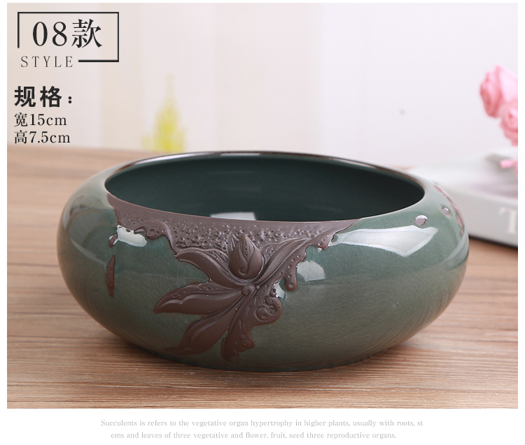 Water raise copper grass flower POTS much meat platter hydroponic bowl lotus was lucky bamboo ceramic flower pot hole, Water lily, green plant bonsai