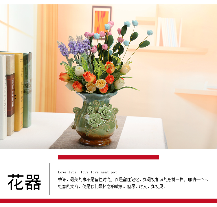 Black Master cây mọng nước cọc cũ kích thước cao chậu hoa lớn gốm châu Âu đường kính lớn bình trong nhà để bàn trang trí - Vase / Bồn hoa & Kệ chậu chữ nhật trồng cây