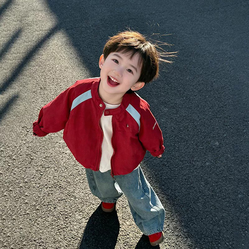 French Uamtor Boys' Spring and Autumn Jacket 2026 New Stylish Embroidered Children's Baseball Jacket Coat
