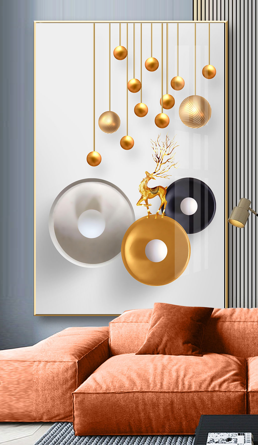 Light and luxurious entrance to the family Xuanguan Decorative Painting Corridor aisle Hanging Painting Living Room Crystal Porcelain Painting Modern Brief vertical version of the Illusion Fresco