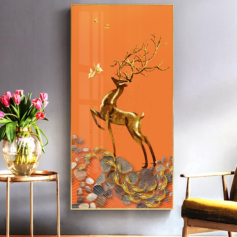 Nordic modern minimalist vertical version corridor End of background wall Background Wall Fresco Entrance Living Room Genguan Decoration Painting Aisle Hanging