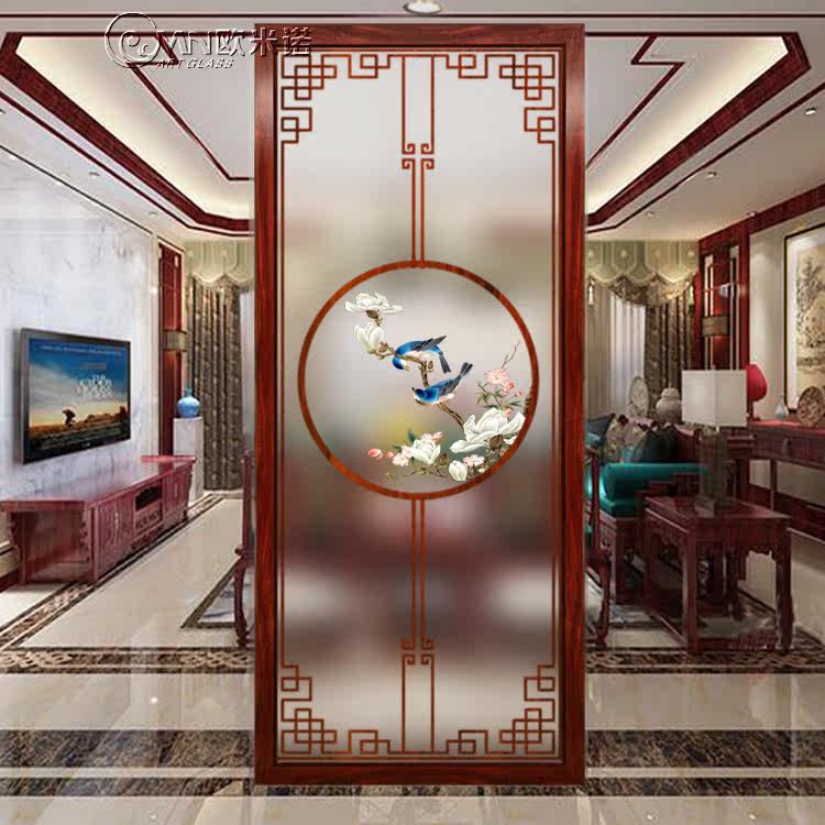 Modern minimalist Art Glass Decorative Living Room Screen Bedroom Partition Wall Entrance to the family Xuanguan frosted New Chinese