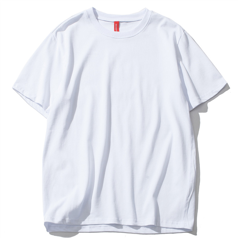 阿美咔叽 高质量原创纯色短袖日系简约纯棉重克复古白T恤打底衫男
