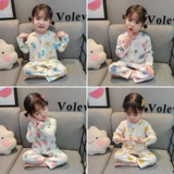 Детская пижама, тонкое хлопковое марлевое дышащее термобелье для девочек, осенняя