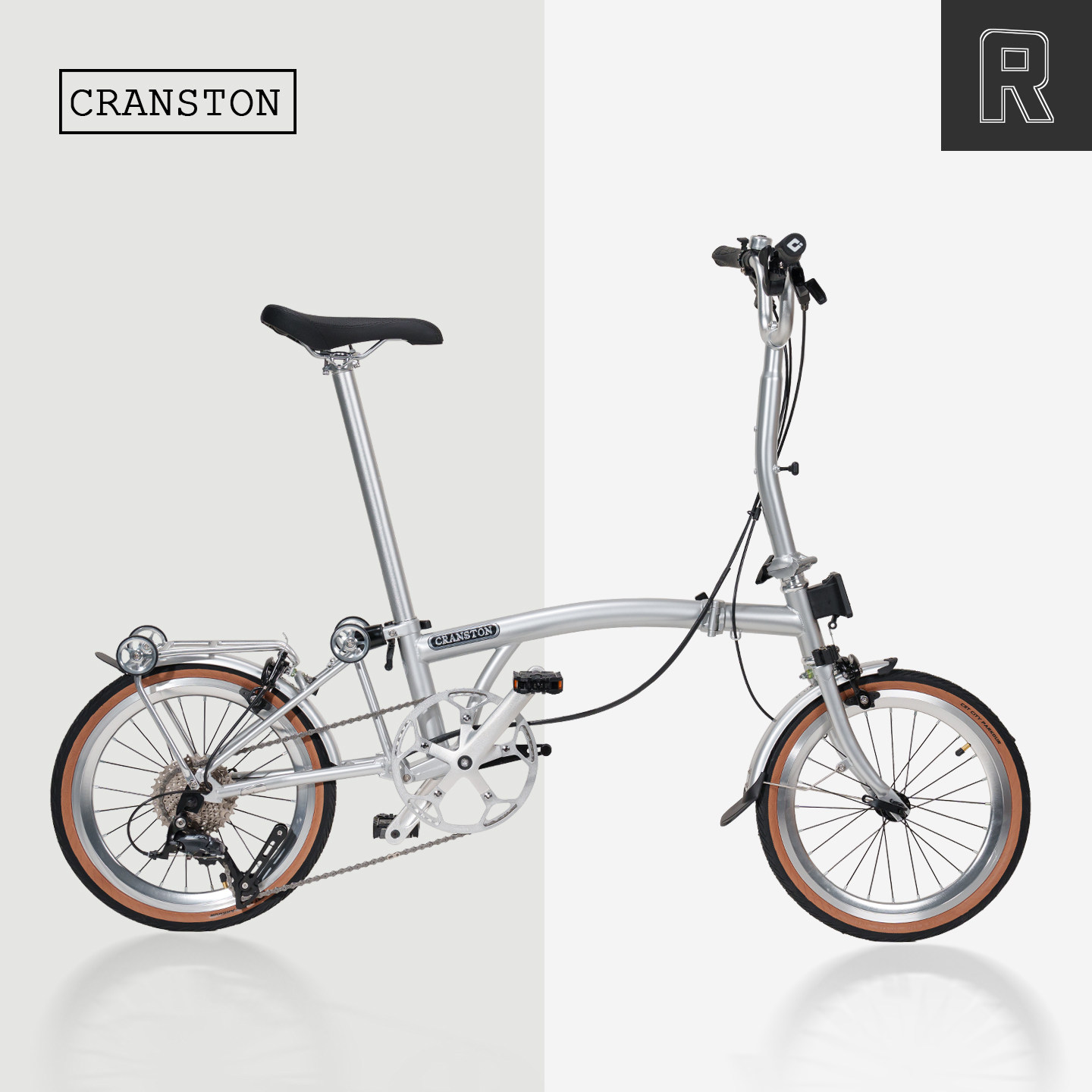 CRANSTON R9 маленький тканевый трехскладной велосипед, 16-дюймовый 9-скоростной велосипед для взрослых, ультралегкий портативный ретро-электровелосипед