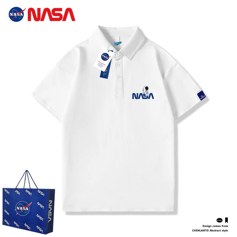 Nasa Co-Branded Polo Shirt Men's Summer Top Loose and Versatile ins Trendy Brand Couple Outfit T-Shirt Men's Short Sleeve