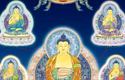 Seven treasures, Tathagata, Baosheng, wonderful color, Tathagata, Guangbo, Defying Tathagata, Amitabha