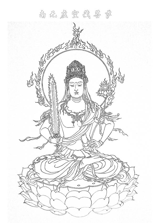 Take a picture of one of the three nihilic hidden bodhisattvas sketches of the Buddha, the white sketches of the painting and the illusory emptiness of the statue of the Buddha.