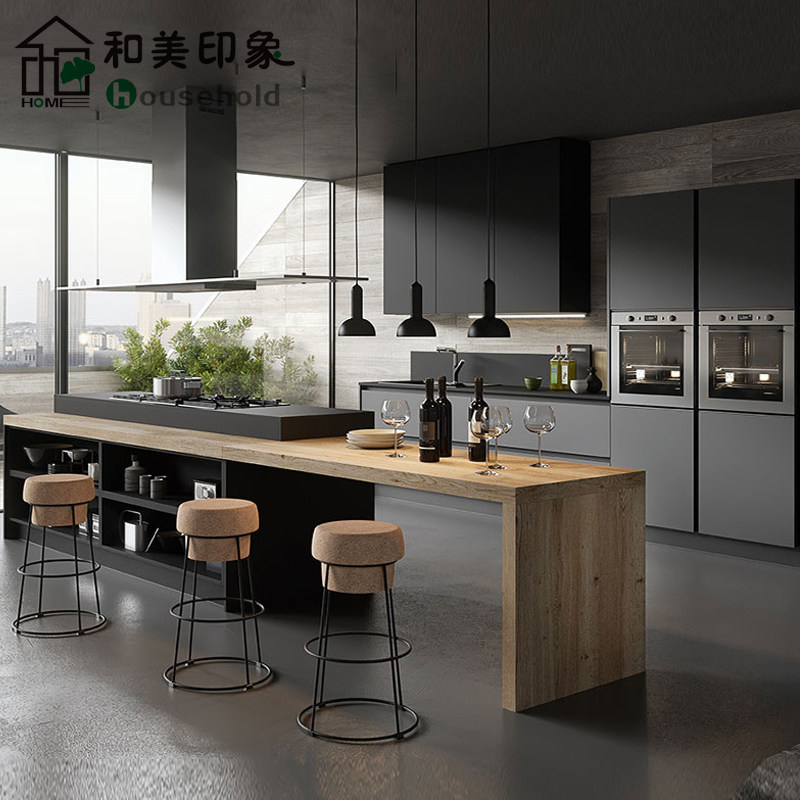 Nordic integral cabinet custom kitchen cabinet custom middle island terrace open kitchen rock slab kitchen cabinet whole house customization