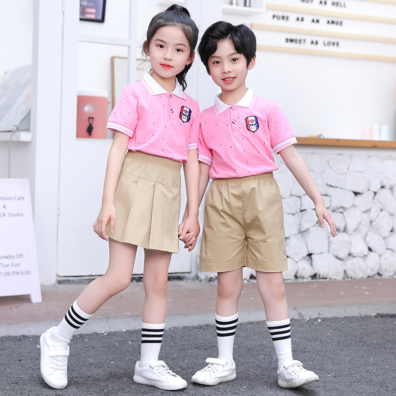 Kindergarten Garden Suit Summer Clothing Suit Short Sleeves Pure Cotton Elementary School Uniforms Summer English Premier Wind Class Performance Costume New