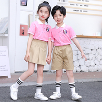 Kindergarten Garden Suit Summer Clothing Suit Short Sleeves Pure Cotton Elementary School Uniforms Summer English Premier Wind Class Performance Costume New
