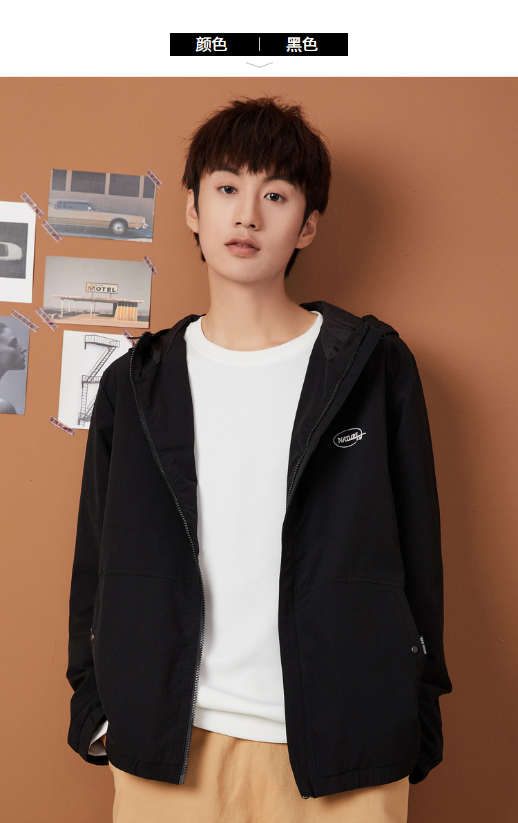 快鱼 男装长袖连帽休闲服夹克衫 图5