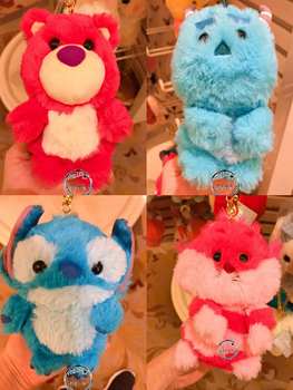 Hong Kong Disneyland Plush Keychain Featuring Monsters, Winnie the Pooh, Stitch, and Lotso
