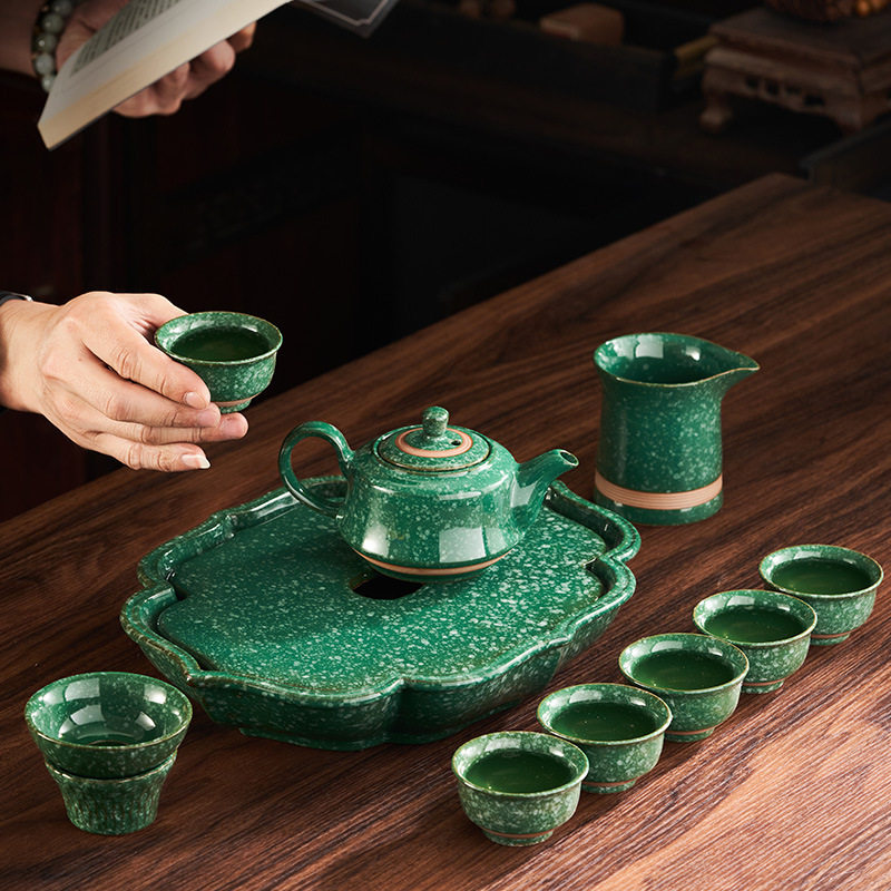 Gift Custom Snowflake Glaze Tea Set Group One Pot Six Cups Defied Ceramic Kongfu Tea Gift Box Set Group