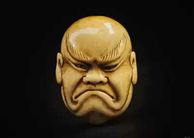 Japanese Old Netsuke Japanese Ancient Art Arhat Noh-mian Netsuke Buntaku Hand piece Xudiin Cage Carving