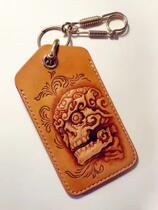 Bones hand work-leather art series-corpse Tuolin main card holder clip