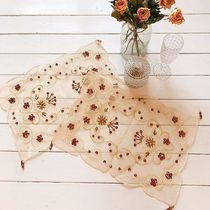 Clearance sale European style pastoral fabric embroidery hand nailed beads placematte plate mat table mat coffee tea cup mat