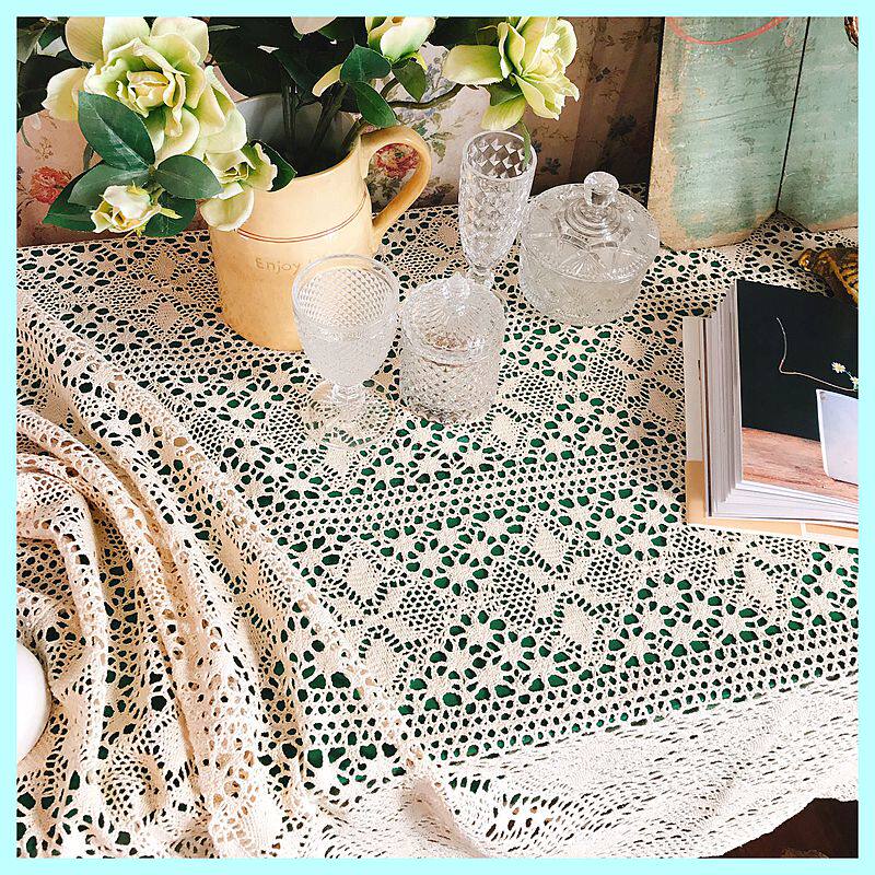 The shopkeeper's choice American country style pure cotton thread weaving imitation crochet table cloth coffee table cloth table cloth sofa towel